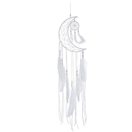 Moon Crescent feather Dream Catcher Wall Hanging Tapestry Woven Nursery Craft AU - Aimall