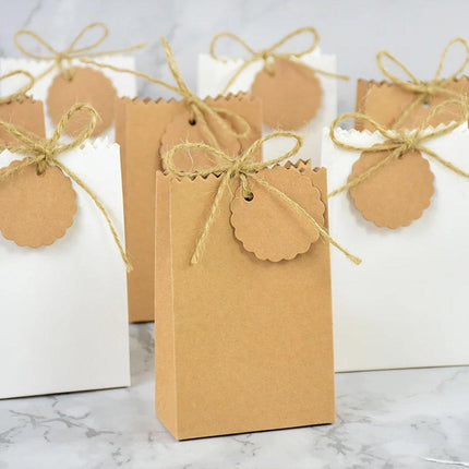 50PCS Vintage Kraft Paper Box DIY Candy Cookie Bags Wedding Favor Gift Boxes