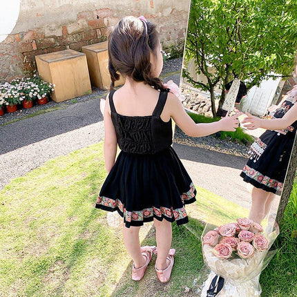 Girl National Hanfu Suit Summer Dress Sling Skirt Two-Piece Clothes
