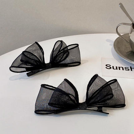Sweet Mesh Bow Hairpin Hair Accessories Bang Clip Bowknot Hair Clips Girls Party - Aimall