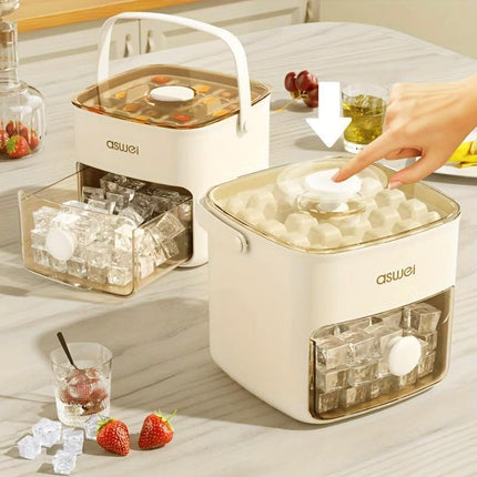 Portable Ice Compartment Cube Mold Plastic Ice Making Box and Ice Cube Holder
