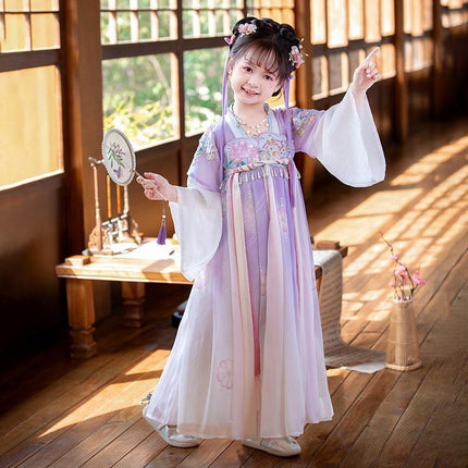Girs Ancient Chinese Traditional Hanfu Dress Tang Ming Dynasty Costume - Aimall