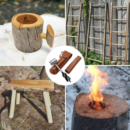 Outdoor Survival Tool Wood Drill Manual Hand Auger Wrench for Bushcraft Settlers - Aimall