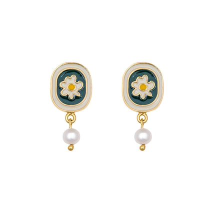 Vintage Rustic Chamomile Stud Earrings Floral Jewelry Women Elegant Accessories