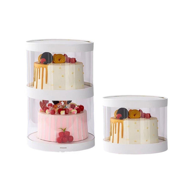 10pcs Transparent Round Cupcake Boxes Birthday Party Dessert Packaging Container