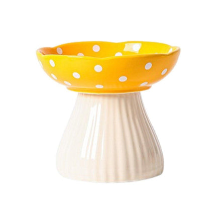 Pet Elevated Mushroom Bowl Ceramic Cat Dog Bowl Dish Food Feeder Raised Cat Bowl