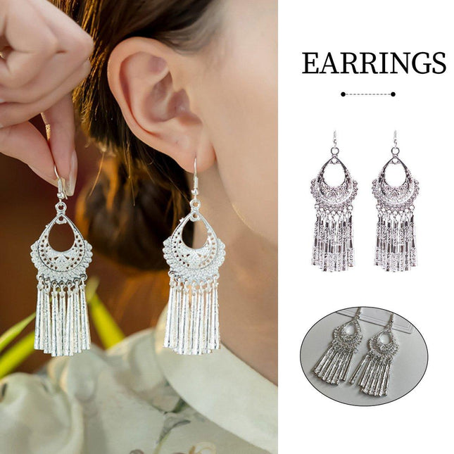 Vintage Ethnic Tassel Long Earrings Bohemian Jewelry Women Fashion Accessories