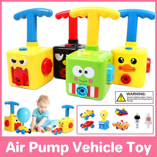 Kids Balloon Powered Car Toy Air Pump Racer Launcher Fun Vehicle Pump Toys