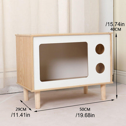 Wooden Pet House Modern Cat Dog Bed Furniture with Ventilation and Stability