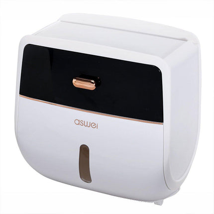 Wall-Mounted Toilet Tissue Paper Roll Holder Storage Box No punching Waterproof