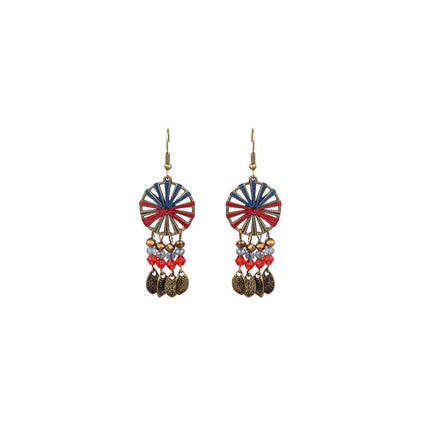 Retro Court Style Geometric Leaf Earrings Elegant Vintage Jewelry for Women Gift