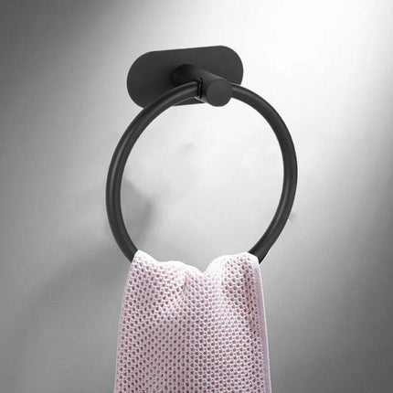 2PCS Black Nonperforated Stainless Steel Bathroom Toilet Hanging Oval Towel Ring