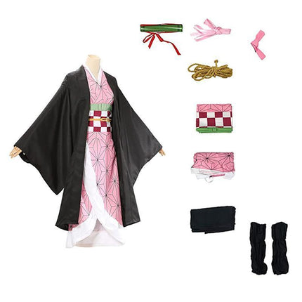 Anime Demon Slayer Kimetsu no Yaiba Kamado Nezuko Cosplay Costume Kimono Wig AU - Aimall