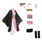 Anime Demon Slayer Kimetsu no Yaiba Kamado Nezuko Cosplay Costume Kimono Wig AU - Aimall