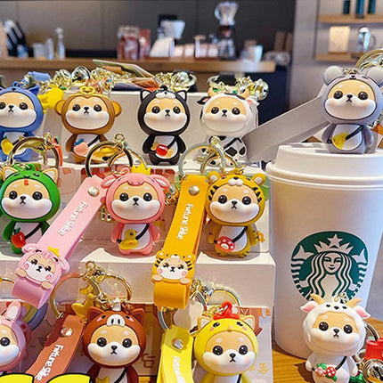 Cartoon Chinese Zodiac Furtune Shiba Inu Design Keychain Backpack Car Pendant - Aimall