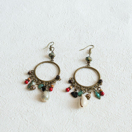 Bohemian Geometric Dreamcatcher Tassel Earrings Stylish Women Fashion Jewelry