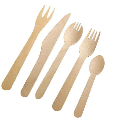 Eco-Friendly Wooden Cutlery Spoon Knives Fork Teaspoon utensils Party Home - Aimall