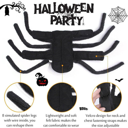 Pet Spooky Big Spider Halloween Costume Dress Up for Dogs Cats and Small Pets