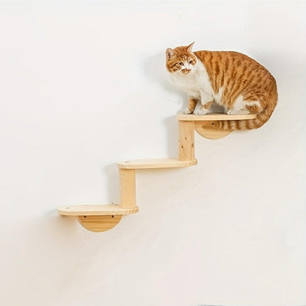 Solid Wood Wall Mounted Cat Climbing Tree Rack Platform Space Capsule Bed Shelf