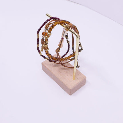 Coffee Coloured Vintage Braided Rope Beaded Bracelet Ethnic Style Jewelry