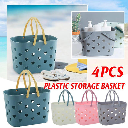 4pcs Handheld Love Storage Basket Bathroom Organizer Bath Storage Basket Set