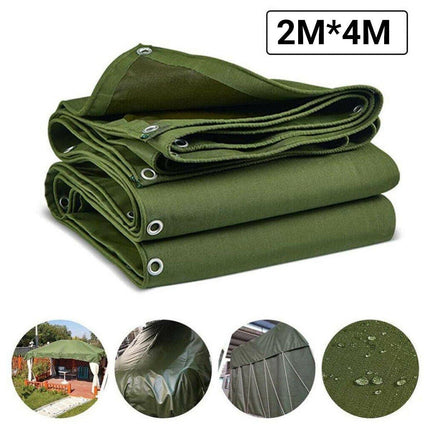 Heavy Duty Waterproof Canvas Tarp 200x400cm Army Green Sun Block Dustproof Cover
