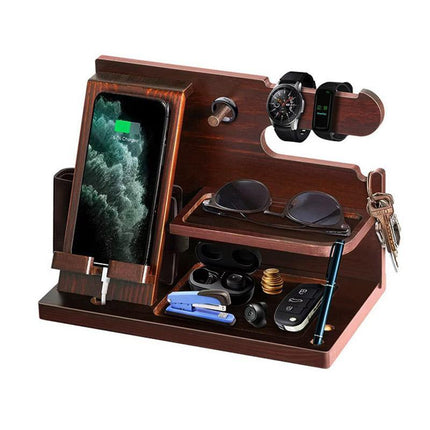 Wooden Mobile Phone Holder Desk Organizer Multifunctional Storage Shelf Stand