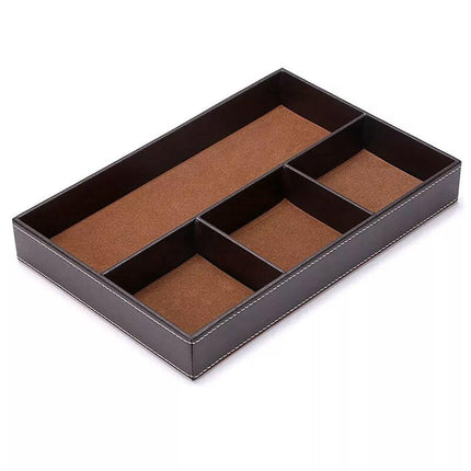 Leather Desktop Organizer Multi-functional Storage Tray Key Jewellery Box