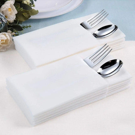 50/100PCS Disposable White Napkin Set Knife Fork Holder for Party Banquet Table