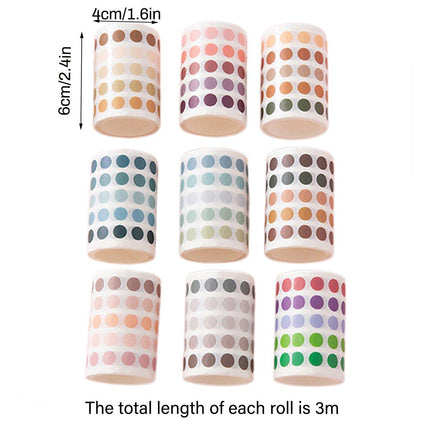 9pcs Dot Paper Tape Gradient Stickers for DIY Handbook Scrapbooking Supplies