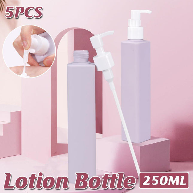 5Pcs 250ml Plastic Empty Lotion Pump Bottles Shampoo Container Dispenser PE Pump
