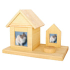 Pet House Urns Dog Cat Ashes Urn with Photo Frame Memory Box Wooden Memorial Pet - Aimall
