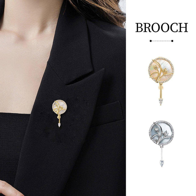 High Grade Orchid Fan Brooch Vintage Hanfu Cheongsam Corsage Decorative Pin