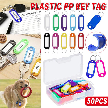 50pcs Colourful Boxed Key Tags Luggage ID Marker Labels Organiser Tag Holder