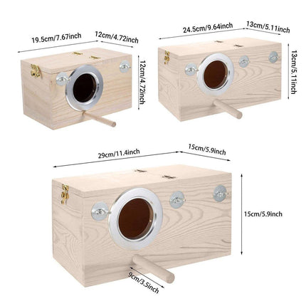 Wooden Nest Bird Breeding Box Parakeet Parrot Cockatiel Cage Nesting House S M L - Aimall
