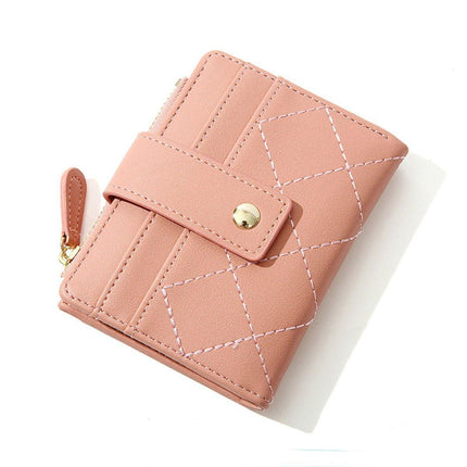 Stylish Women Short Wallet Multi-card Money Clip Zipper Two-Fold Purse Leather