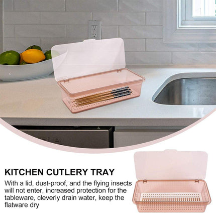 2PCS Chopsticks Box with Lid Dustproof Storage Container for Tea Set Cosmetic