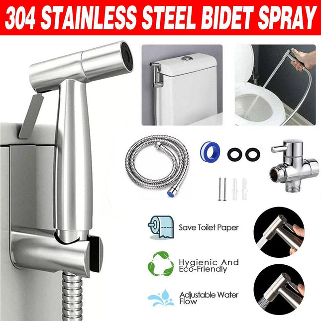 Stainless Steel Handheld Bidet Toilet Spray Shower Shattaf Diverter Kit