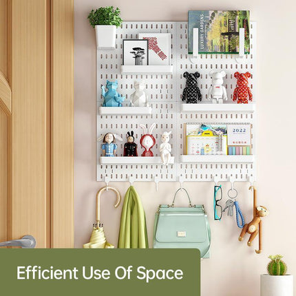 Wall Mounted Pegboard Storage Rack No Drill Organizer Tool Shelf Home Office