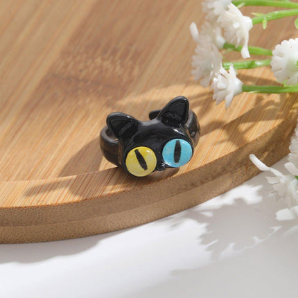 Open Ring Women's Cute Kitty Black Cat Monster Cyber Popular Sweet Ring