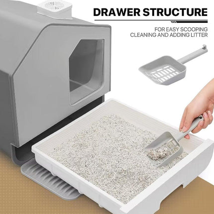 Large Fully Enclosed Cat Litter Pan House Easy Clean Litter Box for Indoor Use