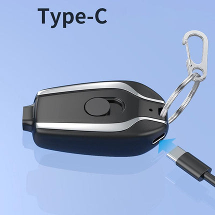 Keychain Portable Mini Power Bank Emergency Pod Charger For Phone 1500mAh Type-c - Aimall