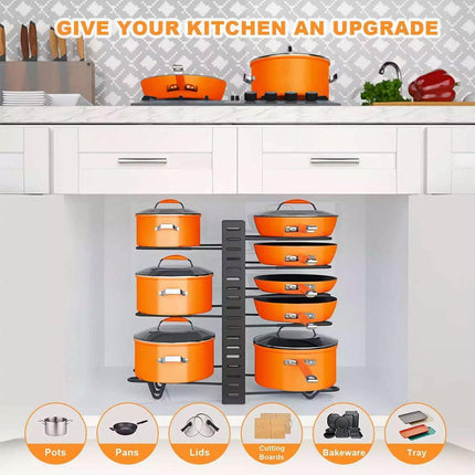 Adjustable Multi Layer Pot Lid Rack Vertical Storage Organizer Countertop Holder