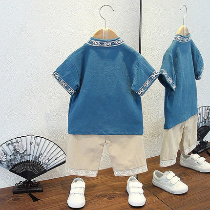 Chinese Style Boys Tang Suit Summer Hanfu Dress Traditional Outfit