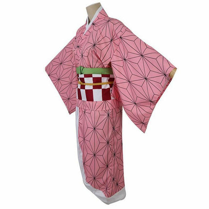Anime Demon Slayer Kimetsu no Yaiba Kamado Nezuko Cosplay Costume Kimono Wig AU - Aimall