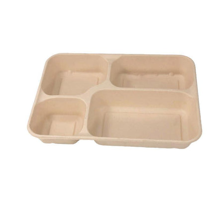25/50pcs Biodegradable Lunch Box Microwaveable Tray with Compartment Paper Lid