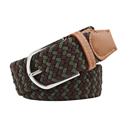 Unisex Braided Belt Casual Canvas Belt Adjustable Stretch Belt for Men Women