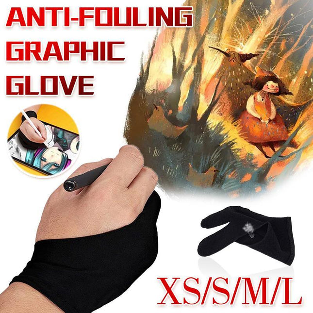Two Finger Glove Artist Professional Graphic Tablet Sketch Drawing 4 Sizes Palm - Aimall