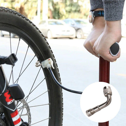 2X Car Motorbike Tyre Valve Extension Adaptor 90 Degree Angle Silver Nozzles