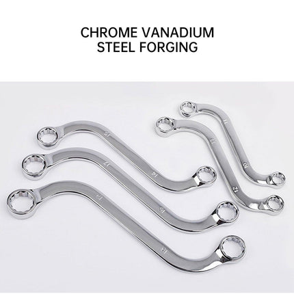5PCS Double Ended S-Shaped Ring Wrench Set Purpose U Shaped Curved Handle Tools